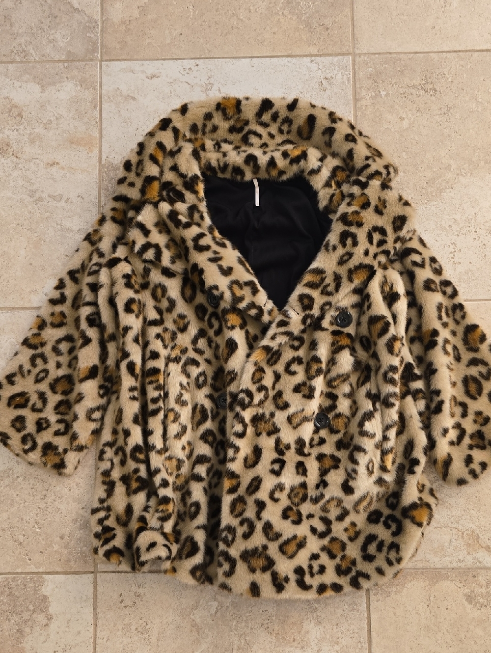 Free People Leopard Print Faux Fur Coat - Beige/Black - Picture 2 of 4